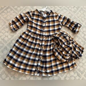 Carter’s Plaid Long-Sleeve Toddler Girls Dress & Diaper Cover Size 12 months
